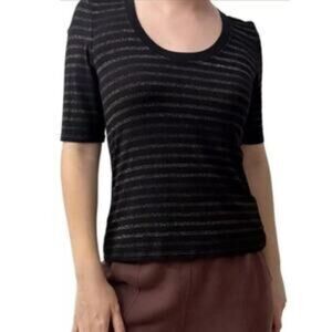 Veronica Beard | Metallic Stripe Relaxed Blouse Size L | EUC